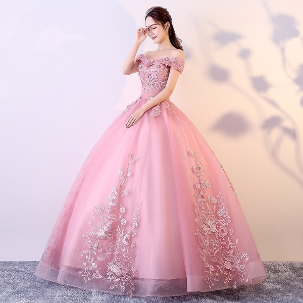 Off Shoulder Blush Pink 3D Butterfly Applique A-line Prom Dresses .PD0 –  AlineBridal